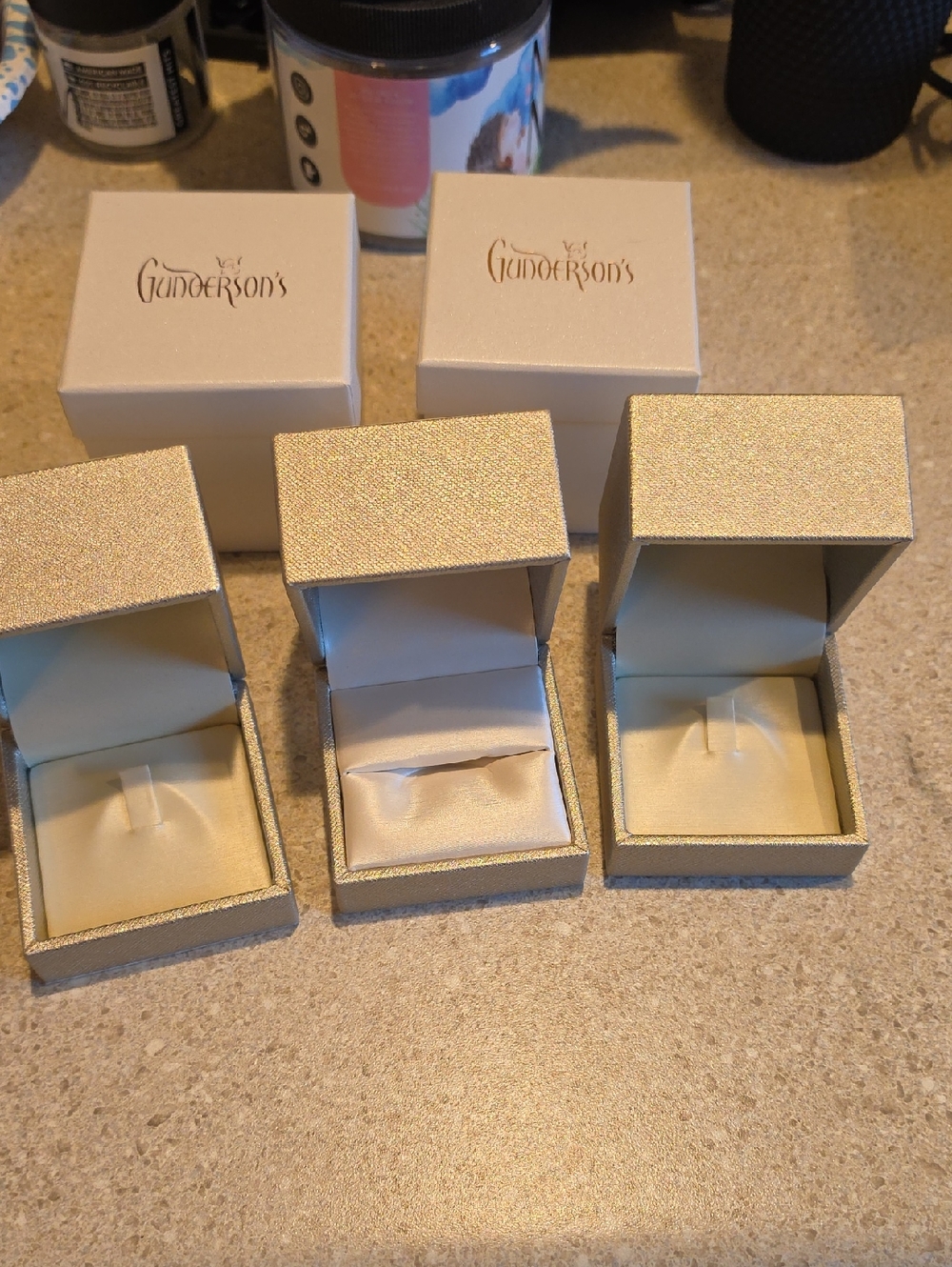 Gold Ring Jewelry Box - Champagne Gold (Set of 3)
